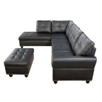 Divano componibile in similpelle con pouf e 2 cuscini