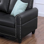 Divano componibile in similpelle con pouf e 2 cuscini