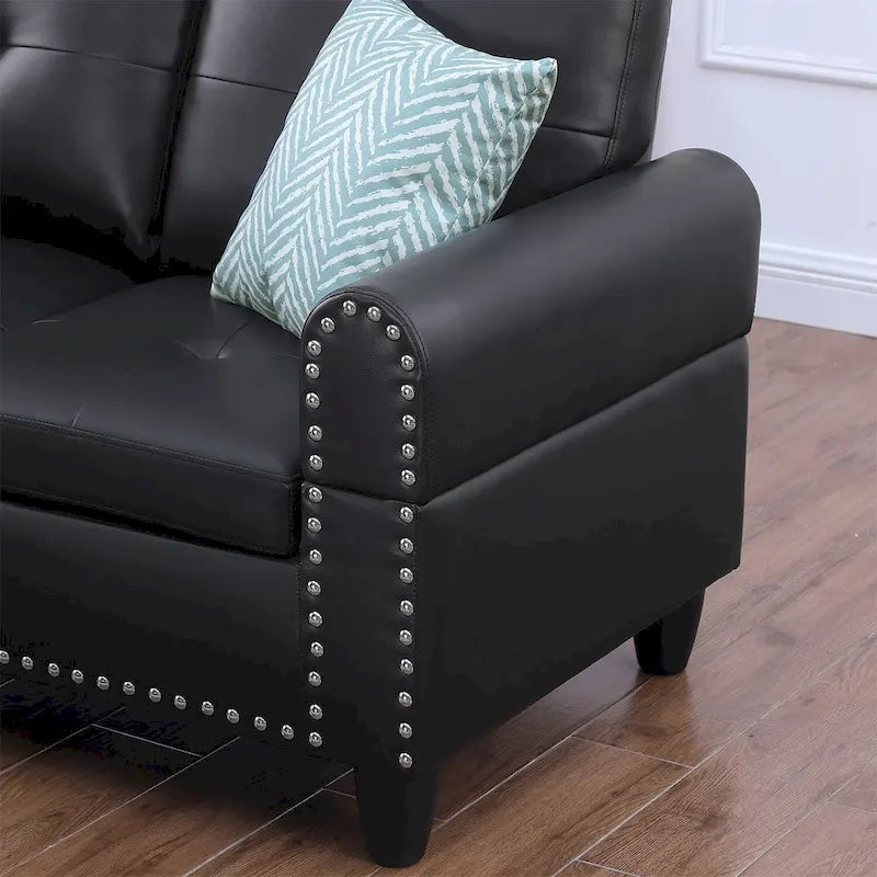 Divano componibile in similpelle con pouf e 2 cuscini