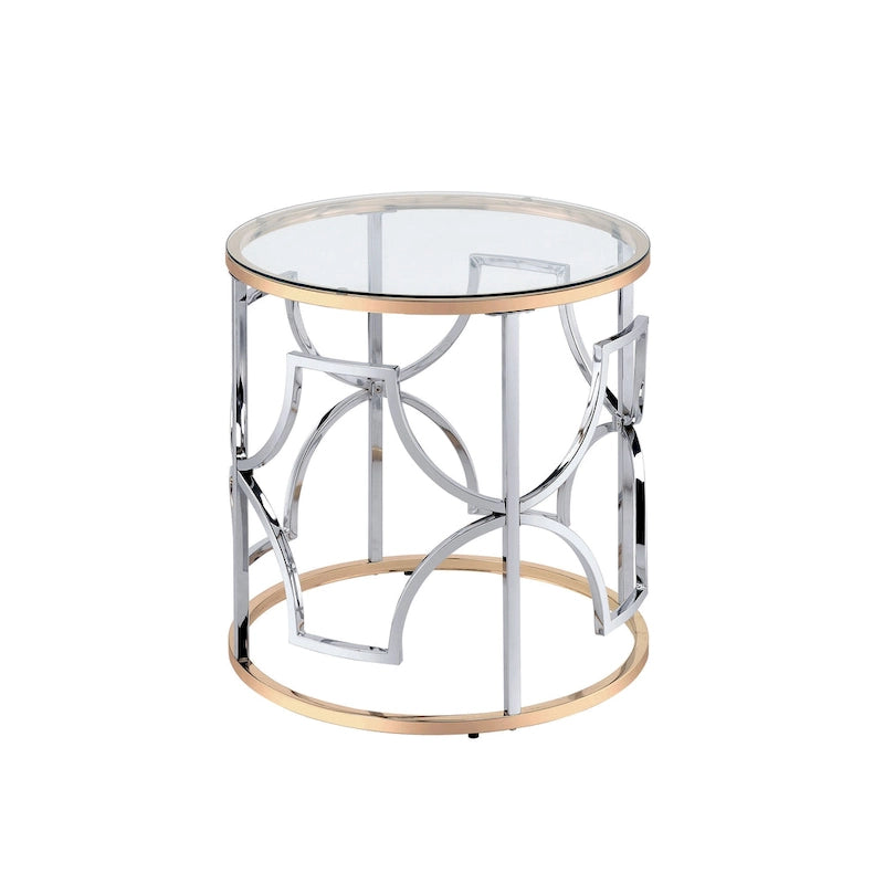 Tavolino Denhour DH BASIC Modern Style Chrome and Gold con Estremità Aperta