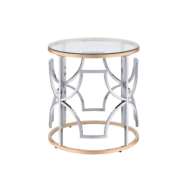 Tavolino Denhour DH BASIC Modern Style Chrome and Gold con Estremità Aperta