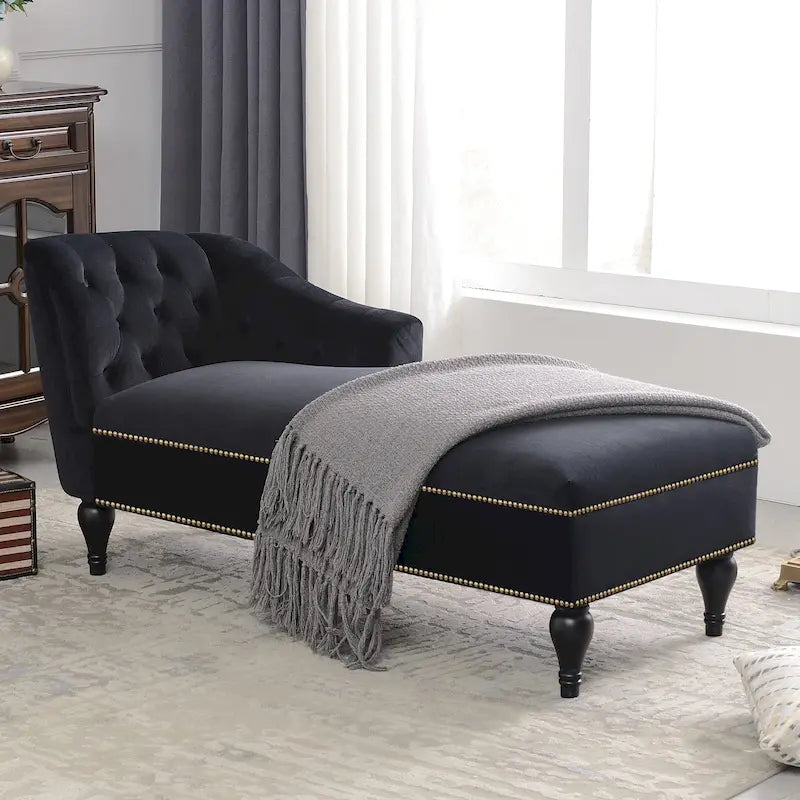 Chaise longue en velours capitonné