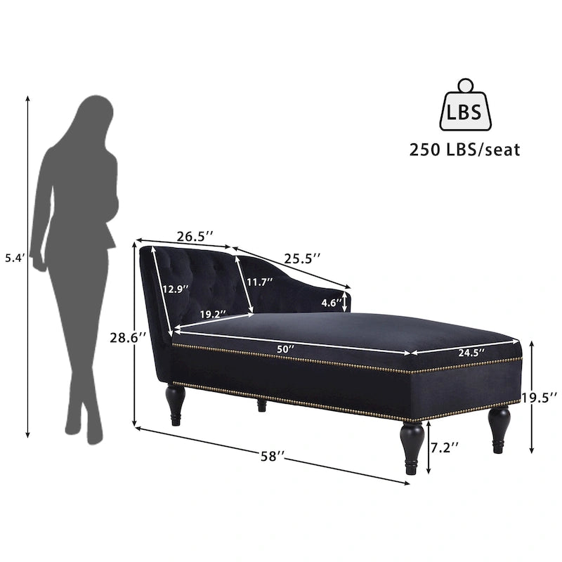 Chaise longue en velours capitonné