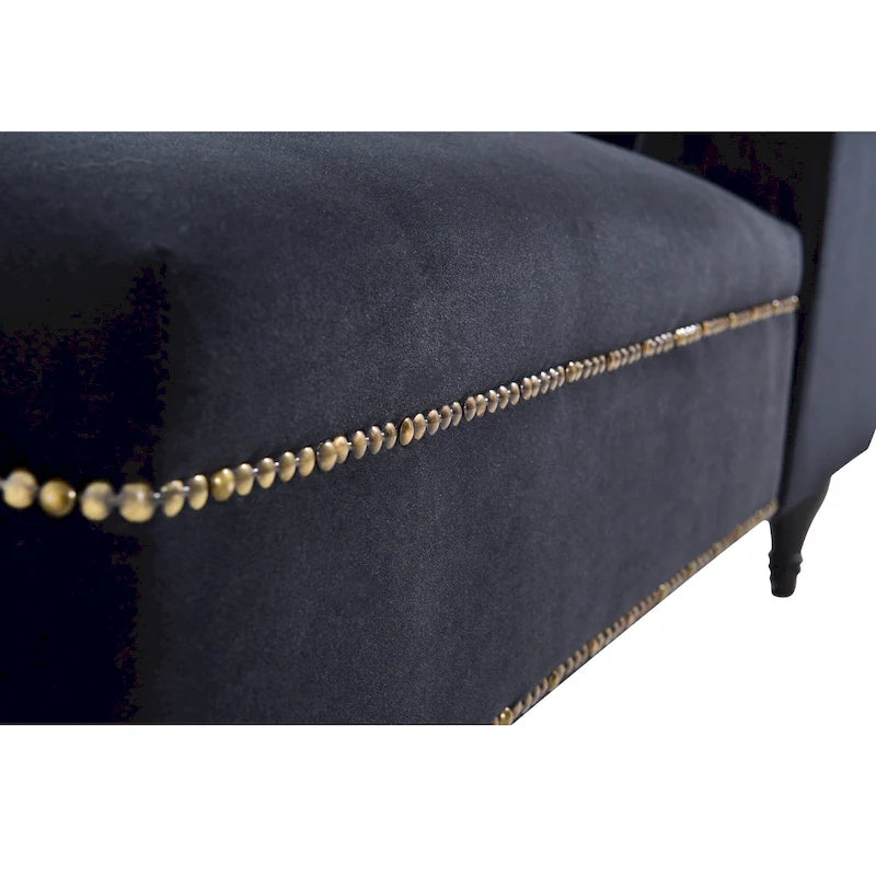 Chaise longue en velours capitonné