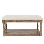 Banc de style rembourré en lin beige pour entrée et chambre – 45 cm H x 90 cm L x 40 cm P