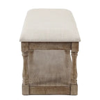 Banc de style rembourré en lin beige pour entrée et chambre – 45 cm H x 90 cm L x 40 cm P