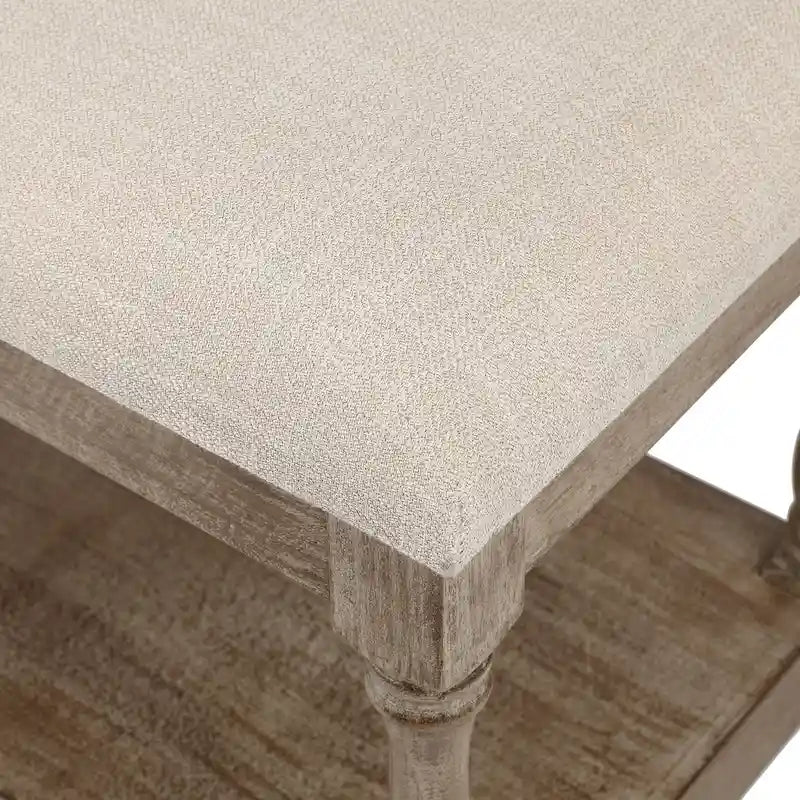 Banc de style rembourré en lin beige pour entrée et chambre – 45 cm H x 90 cm L x 40 cm P