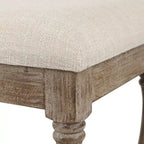 Banc de style rembourré en lin beige pour entrée et chambre – 45 cm H x 90 cm L x 40 cm P