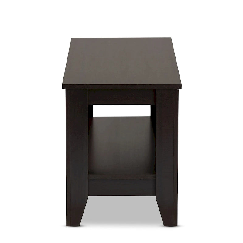Table basse rectangulaire moderne en bois finition wengé Copper Grove Leerdam