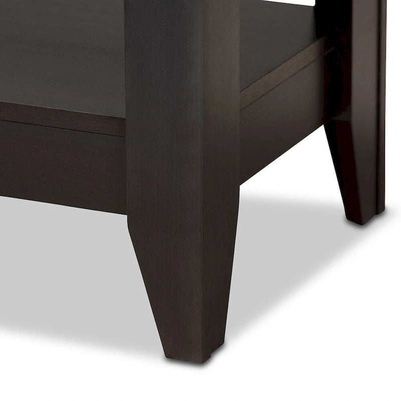 Table basse rectangulaire moderne en bois finition wengé Copper Grove Leerdam