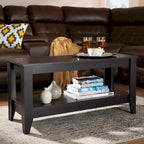 Table basse rectangulaire moderne en bois finition wengé Copper Grove Leerdam