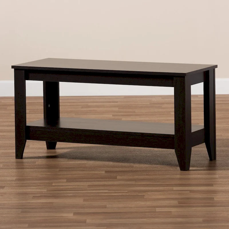 Table basse rectangulaire moderne en bois finition wengé Copper Grove Leerdam