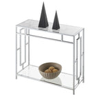 Convenience Concepts Town Square Consolle con ripiano in vetro, finto marmo e cromo