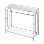 Convenience Concepts Town Square Consolle con ripiano in vetro, finto marmo e cromo