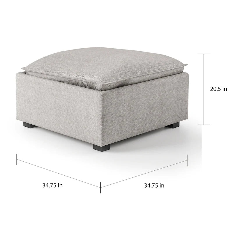 Pouf cocktail Fren in tessuto grigio contemporaneo di Furniture of America