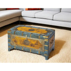 Baule Contenitore Intarsiato in Ottone Dipinto a Mano
