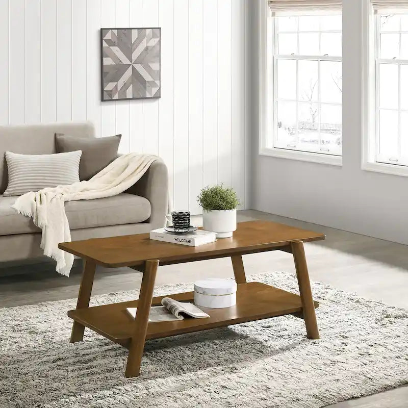 Tavolino da caffè con ripiano in legno in stile moderno di metà secolo Roundhill Furniture Metz
