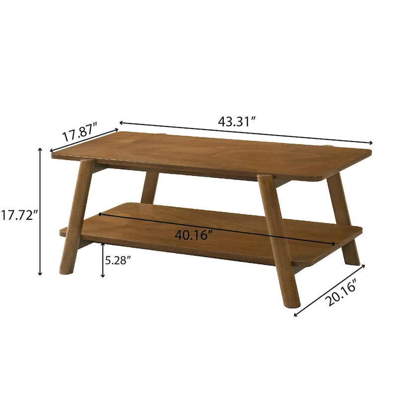 Tavolino da caffè con ripiano in legno in stile moderno di metà secolo Roundhill Furniture Metz