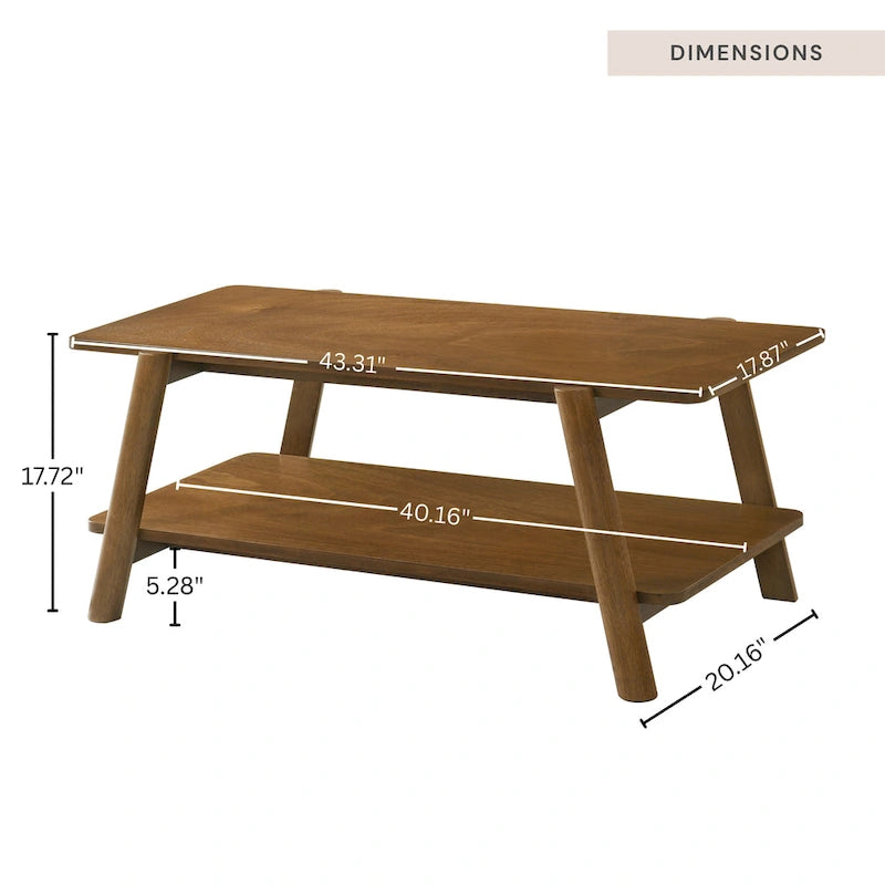 Tavolino da caffè con ripiano in legno in stile moderno di metà secolo Roundhill Furniture Metz