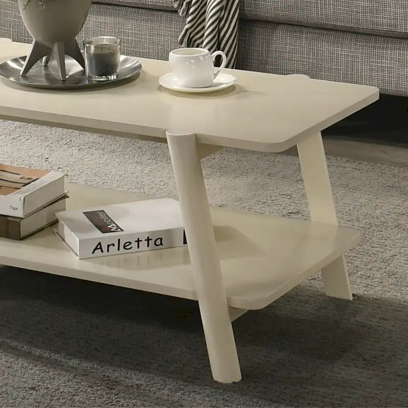 Tavolino da caffè con ripiano in legno in stile moderno di metà secolo Roundhill Furniture Metz
