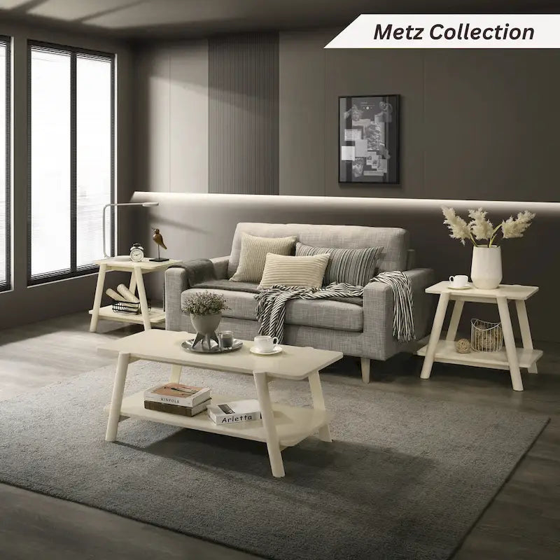 Tavolino da caffè con ripiano in legno in stile moderno di metà secolo Roundhill Furniture Metz
