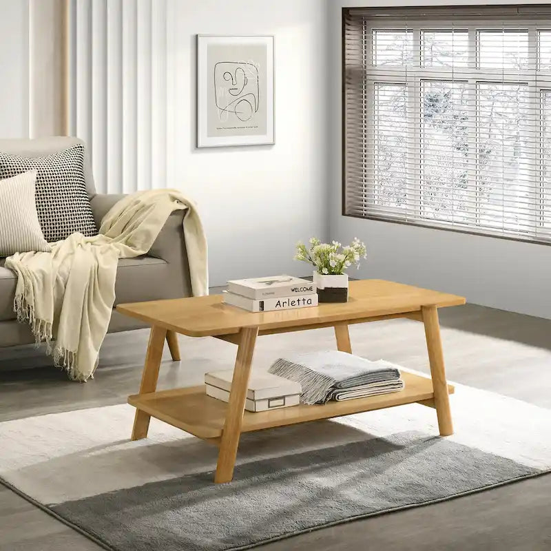 Tavolino da caffè con ripiano in legno in stile moderno di metà secolo Roundhill Furniture Metz