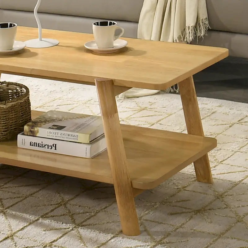 Tavolino da caffè con ripiano in legno in stile moderno di metà secolo Roundhill Furniture Metz