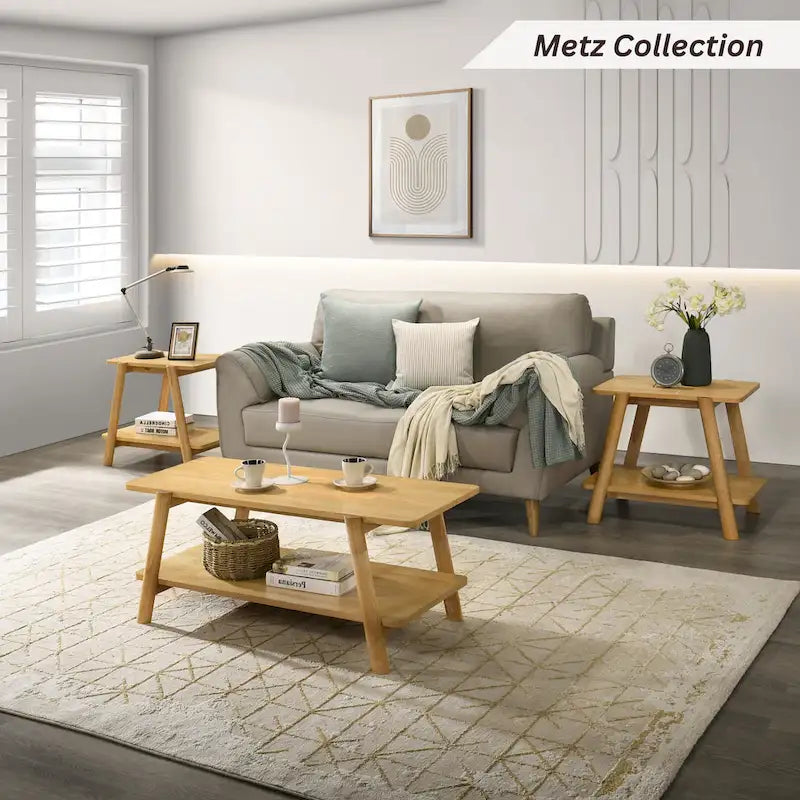 Tavolino da caffè con ripiano in legno in stile moderno di metà secolo Roundhill Furniture Metz