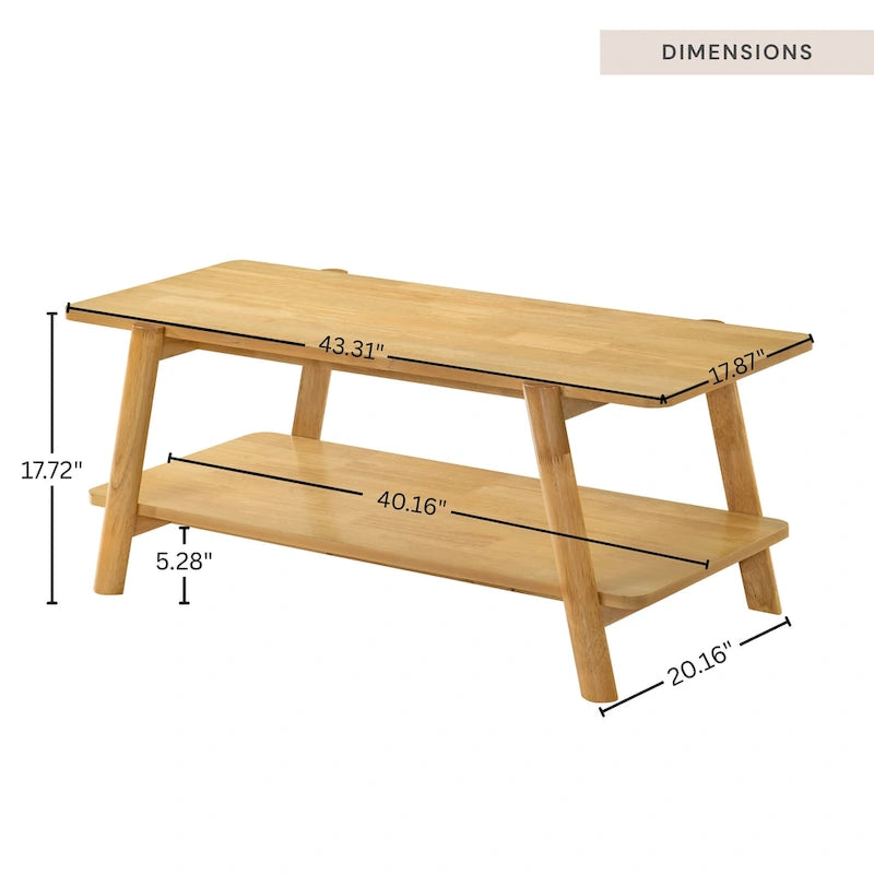 Tavolino da caffè con ripiano in legno in stile moderno di metà secolo Roundhill Furniture Metz