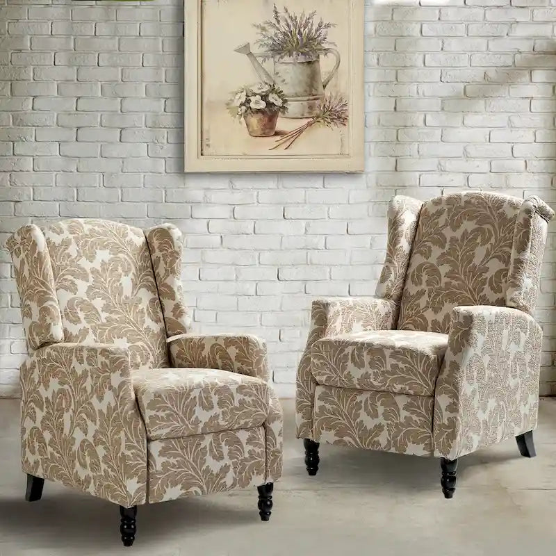 Damaris Poltrona Reclinabile Manuale Mid-Century con Design ad Ali Laterali, Set da 2 di HULALA HOME