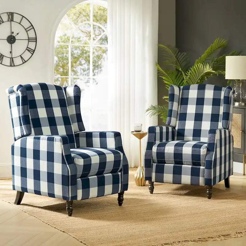 Lot de 2 fauteuils inclinables manuels Damaris Mid-Century Modern avec dossier à oreilles par HULALA HOME