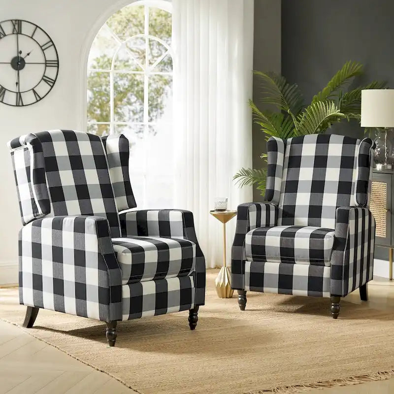 Lot de 2 fauteuils inclinables manuels Damaris Mid-Century Modern avec dossier à oreilles par HULALA HOME
