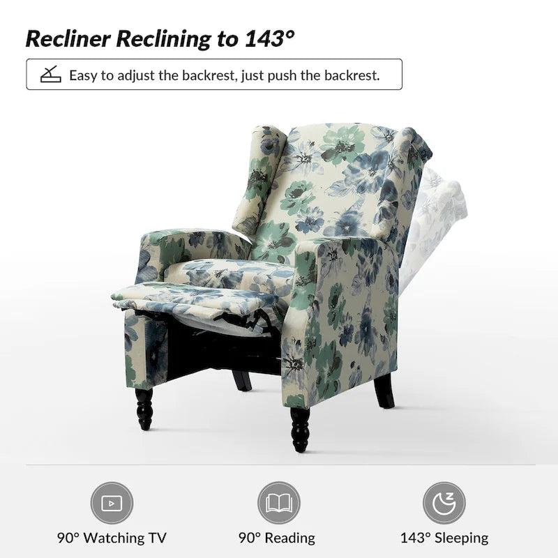 Damaris Poltrona Reclinabile Manuale Mid-Century con Design ad Ali Laterali, Set da 2 di HULALA HOME