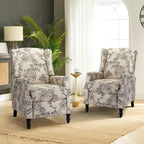 Damaris Poltrona Reclinabile Manuale Mid-Century con Design ad Ali Laterali, Set da 2 di HULALA HOME