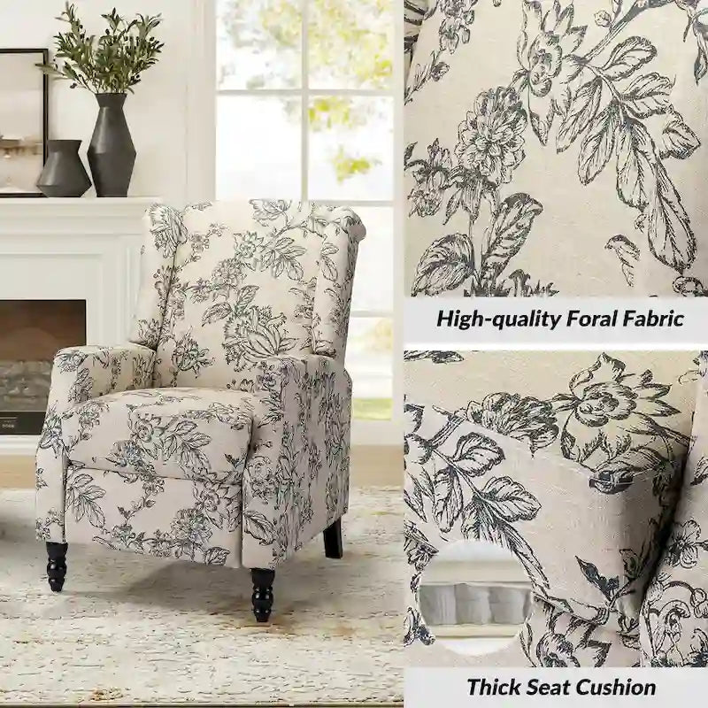 Damaris Poltrona Reclinabile Manuale Mid-Century con Design ad Ali Laterali, Set da 2 di HULALA HOME