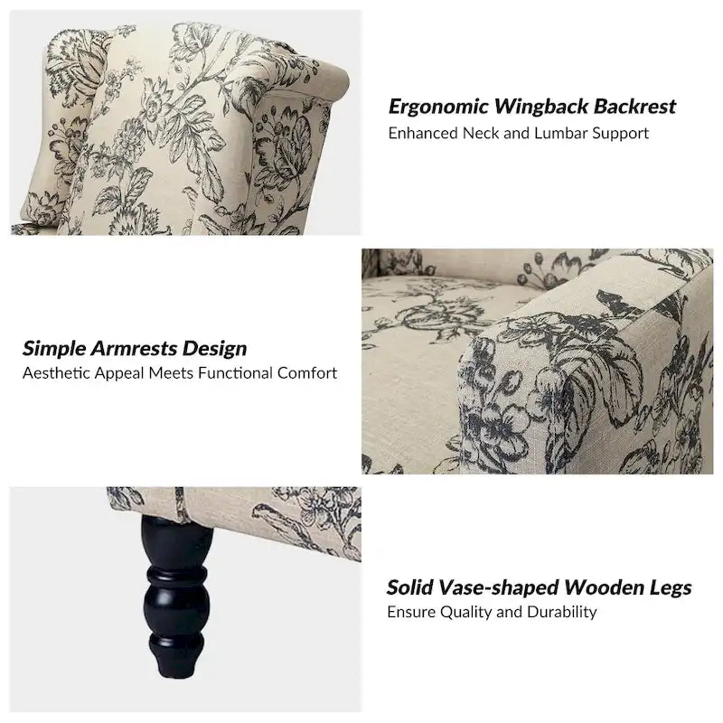 Damaris Poltrona Reclinabile Manuale Mid-Century con Design ad Ali Laterali, Set da 2 di HULALA HOME