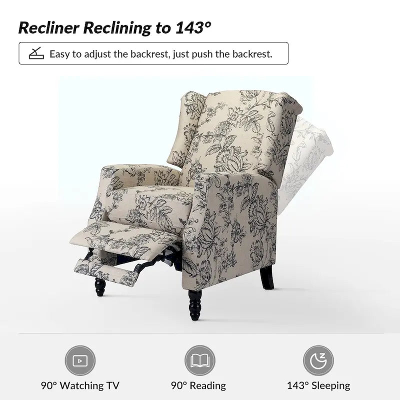 Damaris Poltrona Reclinabile Manuale Mid-Century con Design ad Ali Laterali, Set da 2 di HULALA HOME