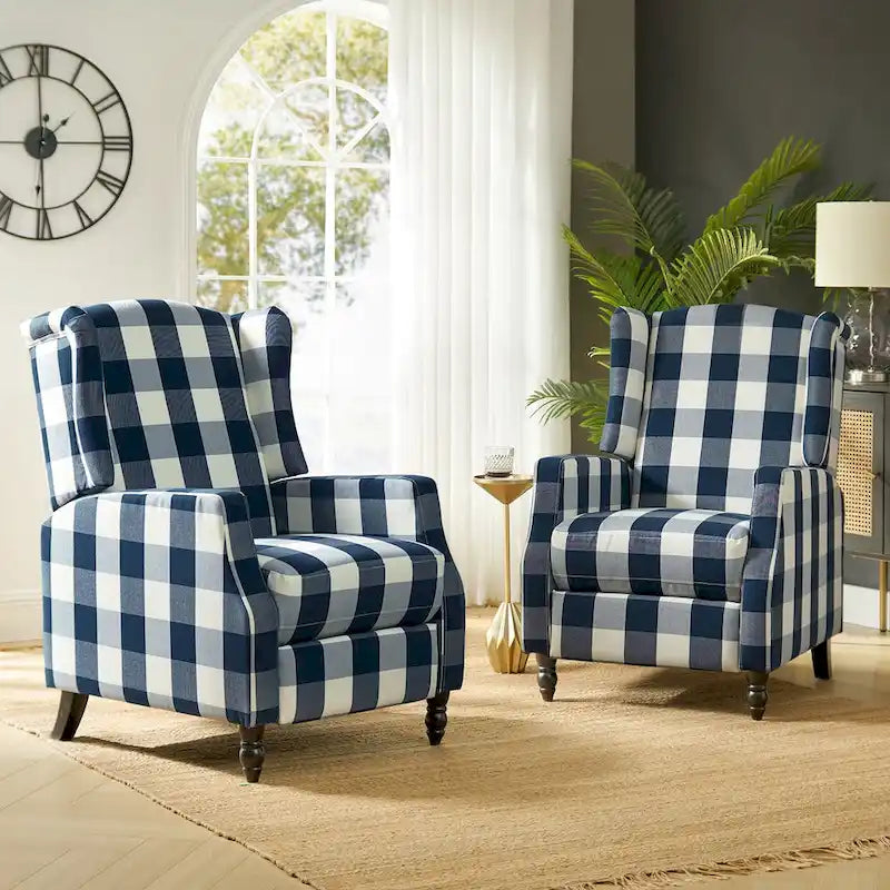 Damaris Poltrona Reclinabile Manuale Mid-Century con Design ad Ali Laterali, Set da 2 di HULALA HOME