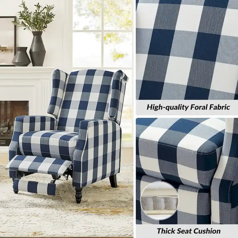 Damaris Poltrona Reclinabile Manuale Mid-Century con Design ad Ali Laterali, Set da 2 di HULALA HOME