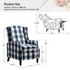 Damaris Poltrona Reclinabile Manuale Mid-Century con Design ad Ali Laterali, Set da 2 di HULALA HOME