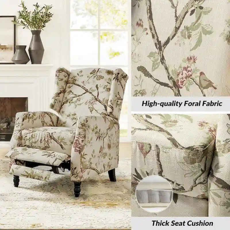 Damaris Poltrona Reclinabile Manuale Mid-Century con Design ad Ali Laterali, Set da 2 di HULALA HOME