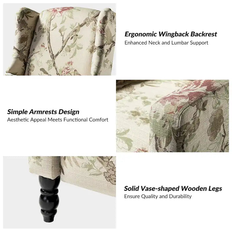 Damaris Poltrona Reclinabile Manuale Mid-Century con Design ad Ali Laterali, Set da 2 di HULALA HOME