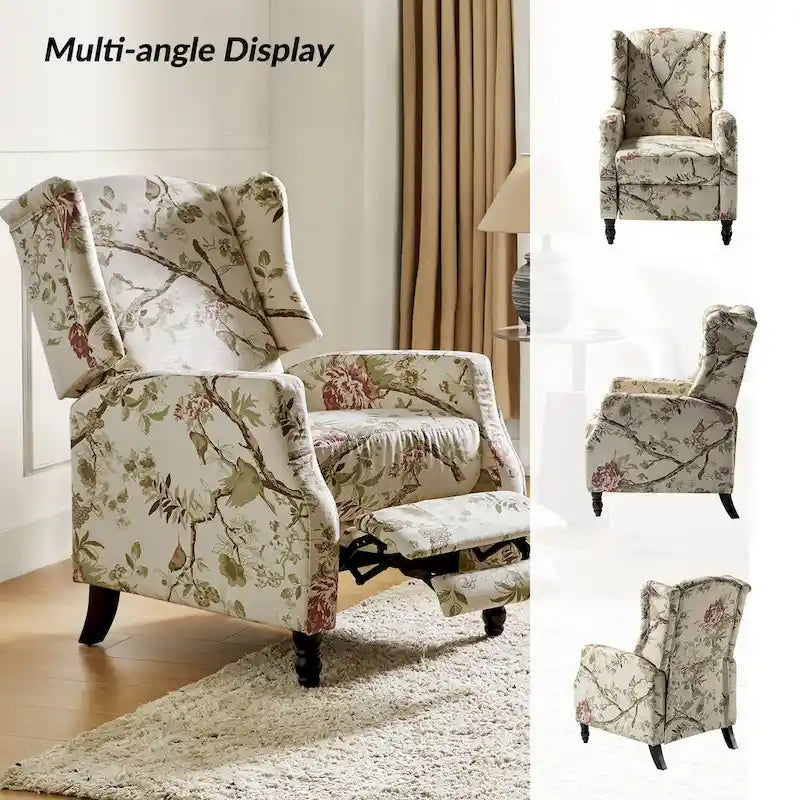 Damaris Poltrona Reclinabile Manuale Mid-Century con Design ad Ali Laterali, Set da 2 di HULALA HOME