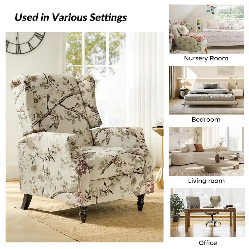 Damaris Poltrona Reclinabile Manuale Mid-Century con Design ad Ali Laterali, Set da 2 di HULALA HOME