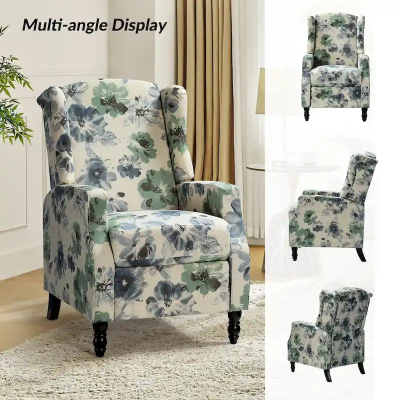 Damaris Poltrona Reclinabile Manuale Mid-Century con Design ad Ali Laterali, Set da 2 di HULALA HOME