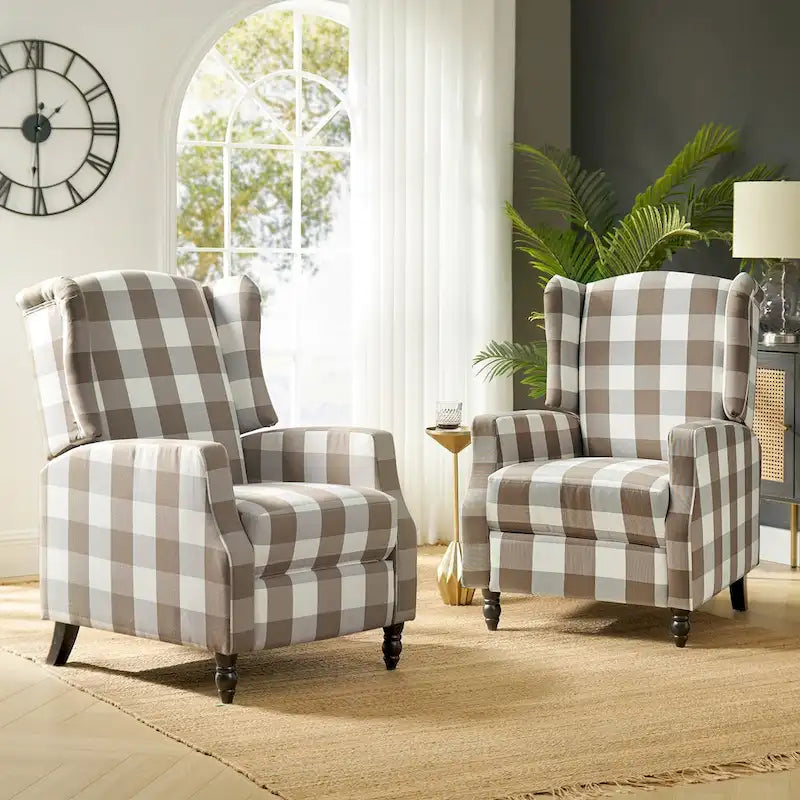 Damaris Poltrona Reclinabile Manuale Mid-Century con Design ad Ali Laterali, Set da 2 di HULALA HOME