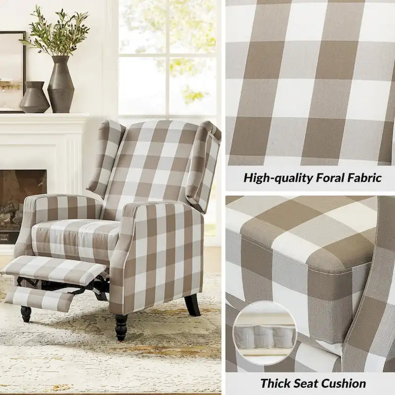Damaris Poltrona Reclinabile Manuale Mid-Century con Design ad Ali Laterali, Set da 2 di HULALA HOME