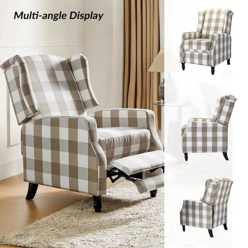 Damaris Poltrona Reclinabile Manuale Mid-Century con Design ad Ali Laterali, Set da 2 di HULALA HOME