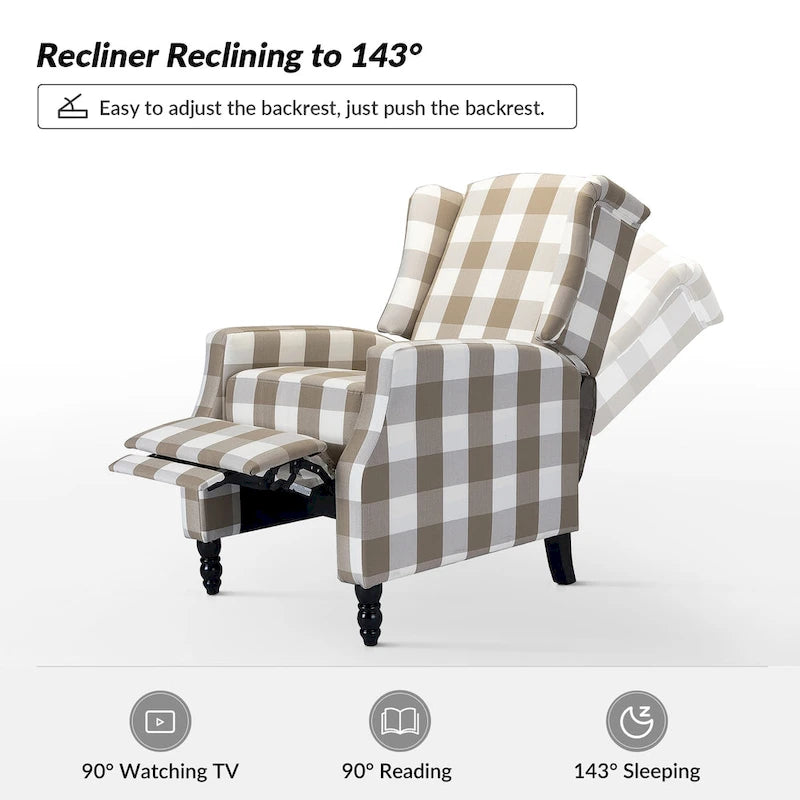 Damaris Poltrona Reclinabile Manuale Mid-Century con Design ad Ali Laterali, Set da 2 di HULALA HOME