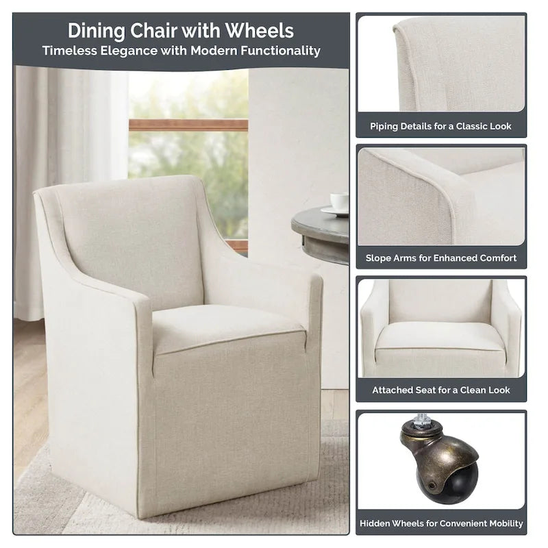 Sedia da pranzo con braccioli Madison Park Charlotte con rotelle